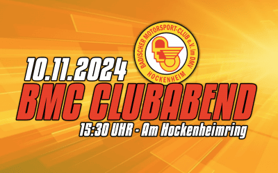 Einladung zum letzten Clubabend des Jahres am Hockenheimring! Sonntag 10, November 2024 ab 15:30 Uhr