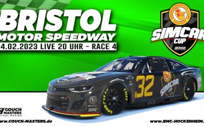Freitag 24.02.2023 BMC SIMCAR CUP — RACE 3 — Bristol Motor Speedway Oval — iRacing | Couch Masters – Virtual Racing